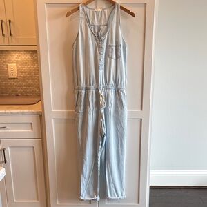 Aaron & Amber Cinched-waist Denimlike Cotton/Tencel Sleeveless Jumpsuit preloved